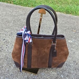Coach Vintage Hampton 2003 Brown Suede Satchel $599 Retail GUVC